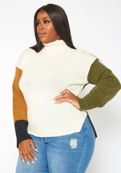 Plus Size Color Block Knit Sweater -Asoph Sales Shop 2018631 135 2