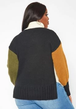 Plus Size Color Block Knit Sweater -Asoph Sales Shop 2018631 135 3