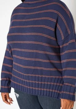 Plus Size Striped High Neck Knit Sweater -Asoph Sales Shop 2018633 117 4