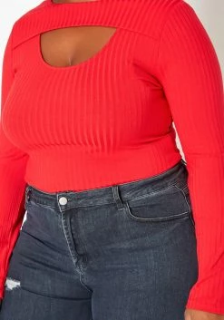 Plus Size Ribbed Knit Long Sleeve Top -Asoph Sales Shop 2018668 110 4