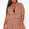 Plus Size Notch Collar Blazer Top
