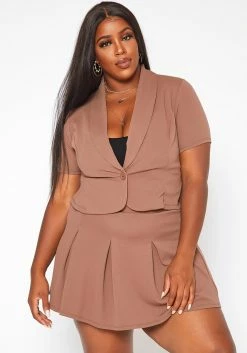 Plus Size Notch Collar Blazer Top
