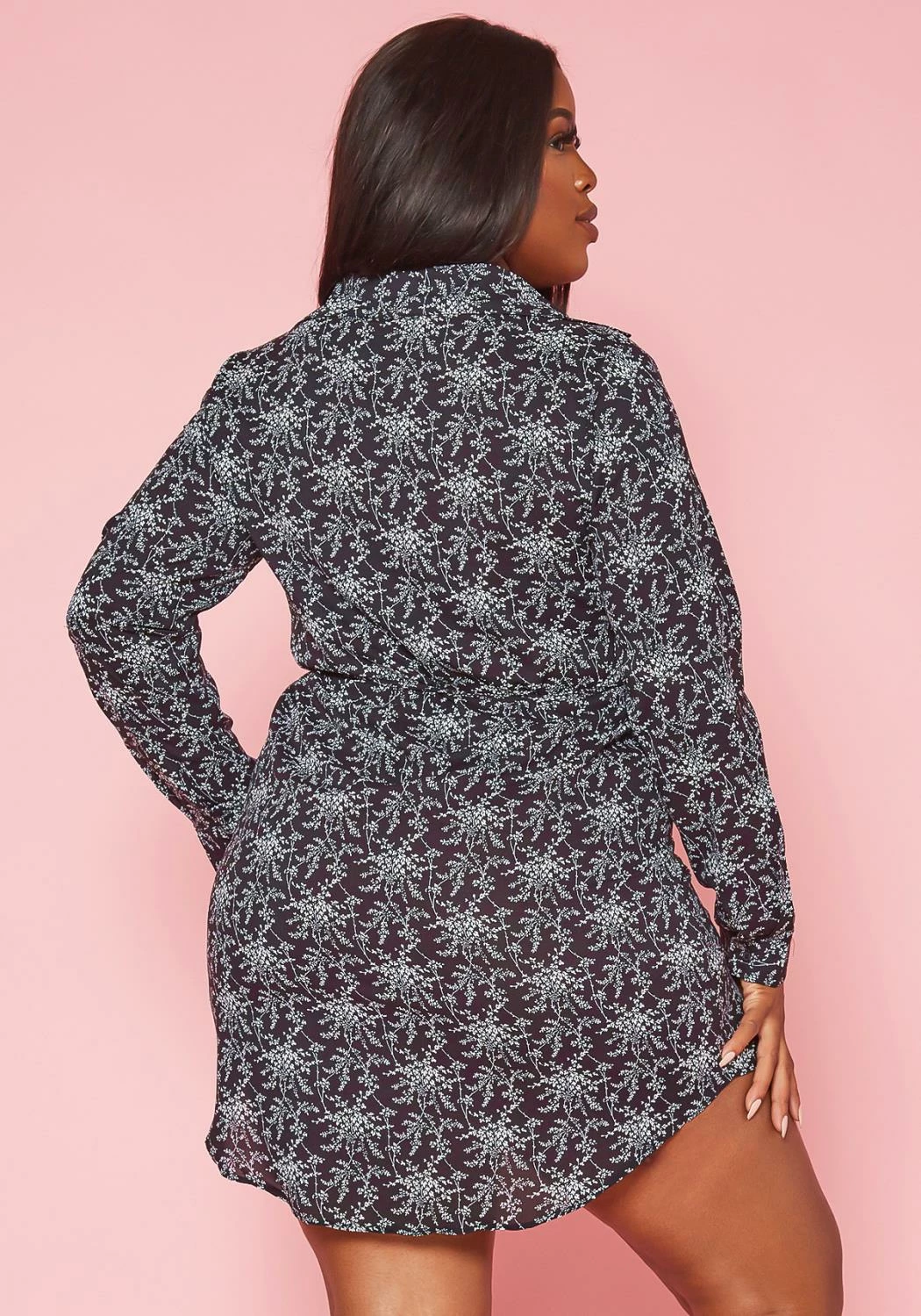 Plus Size Dainty Floral Collar Mini Dress 4 Plus Size Dainty Floral Collar Mini Dress - Image 4