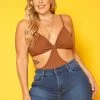 Plus Size Ribbed Cut Out Bodysuit