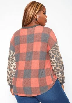 Plus Size Pattern Splice V Neck Shirt -Asoph Sales Shop 2018754 110 3