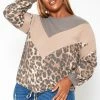 Plus Size Chevron Leopard Splice Sweater