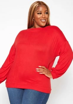 Plus Size Basic Knit Long Sleeve Shirt