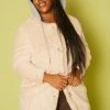 Plus Size Faux Fur Button Front Hooded Jacket