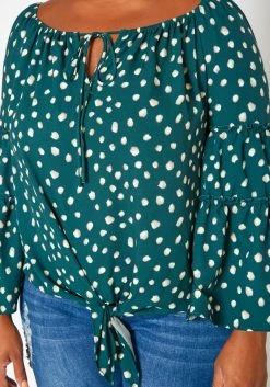 Plus Size Polka Dotted Flare Sleeve Top -Asoph Sales Shop 2018760 161 4