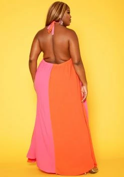 Plus Size Color Splice Flare Maxi Dress -Asoph Sales Shop 2018762 128 3