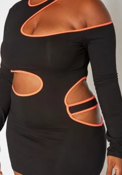 Plus Size Neon Trim Cut Out Bodycon Mini Dress 9 Plus Size Neon Trim Cut Out Bodycon Mini Dress -Asoph Sales Shop 2018763 276 3