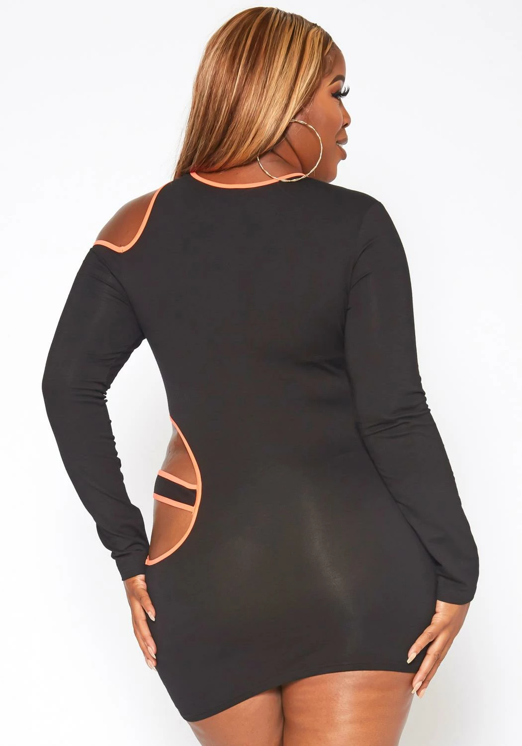 Plus Size Neon Trim Cut Out Bodycon Mini Dress 4 Plus Size Neon Trim Cut Out Bodycon Mini Dress - Image 4