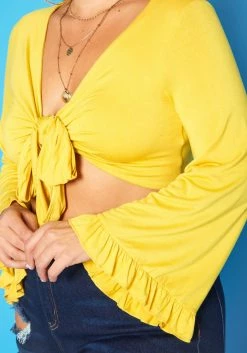 Plus Size Wide Flare Long Sleeve Tie Front Top -Asoph Sales Shop 2018765 105 3