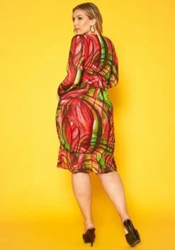 Plus Size Abstract Color Print Flare Mini Dress -Asoph Sales Shop 2018767 473 3