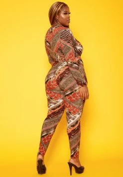 Plus Size Animal Print Bodycon Jumpsuit -Asoph Sales Shop 2018778 106 2