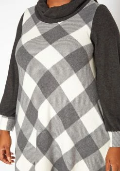 Plus Size Plaid Print Funnel Neck Mini Dress -Asoph Sales Shop 2018802 107 4