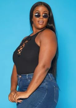 Plus Size Cross Lace Front Tank Top -Asoph Sales Shop 2018821 001 3