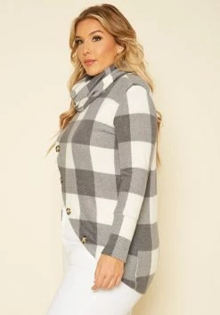 Plus Size Plaid Print Funnel Neck Sweater -Asoph Sales Shop 2018850 107 1 1