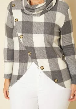 Plus Size Plaid Print Funnel Neck Sweater -Asoph Sales Shop 2018850 107 4