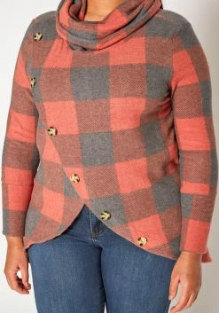 Plus Size Plaid Print Funnel Neck Sweater -Asoph Sales Shop 2018850 110 4