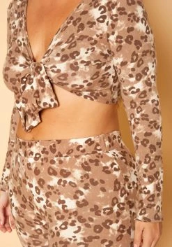 [Special Price] Plus Size Leopard Print Tie Front Crop Top & Leggings Set -Asoph Sales Shop 2018907 118 4