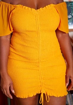 Plus Size Smocked Drawstring Off Shoulder Mini Dress -Asoph Sales Shop 2018997 109 3