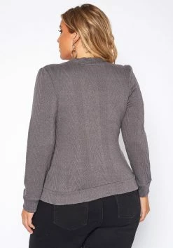 Plus Size Cable Knit Button Front Cardigan -Asoph Sales Shop 2019030 108 3