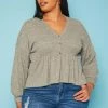 Plus Size Long Sleeve Peplum Top