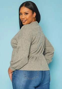 Plus Size Long Sleeve Peplum Top -Asoph Sales Shop 2019031 107 3