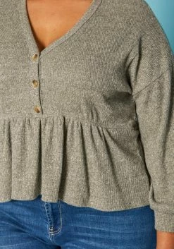 Plus Size Long Sleeve Peplum Top -Asoph Sales Shop 2019031 107 4