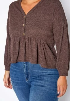 Plus Size Long Sleeve Peplum Top -Asoph Sales Shop 2019031 181 3