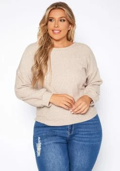 Plus Size Open Back Knit Sweater