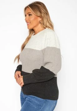 Plus Size Color Block Ribbed Knit Sweater -Asoph Sales Shop 2019034 107 2