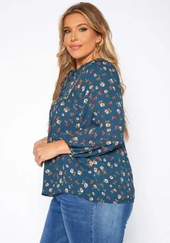 Plus Size Vintage Floral Print Blouse -Asoph Sales Shop 2019035 158 2