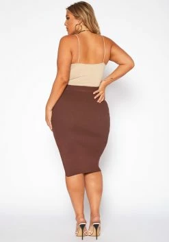 Plus Size High Waist Ribbed Midi Skirt 8 Plus Size High Waist Ribbed Midi Skirt -Asoph Sales Shop 2019063 181 3