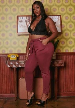 Plus Size High Waist Belted Pants -Asoph Sales Shop 2019067 283 2