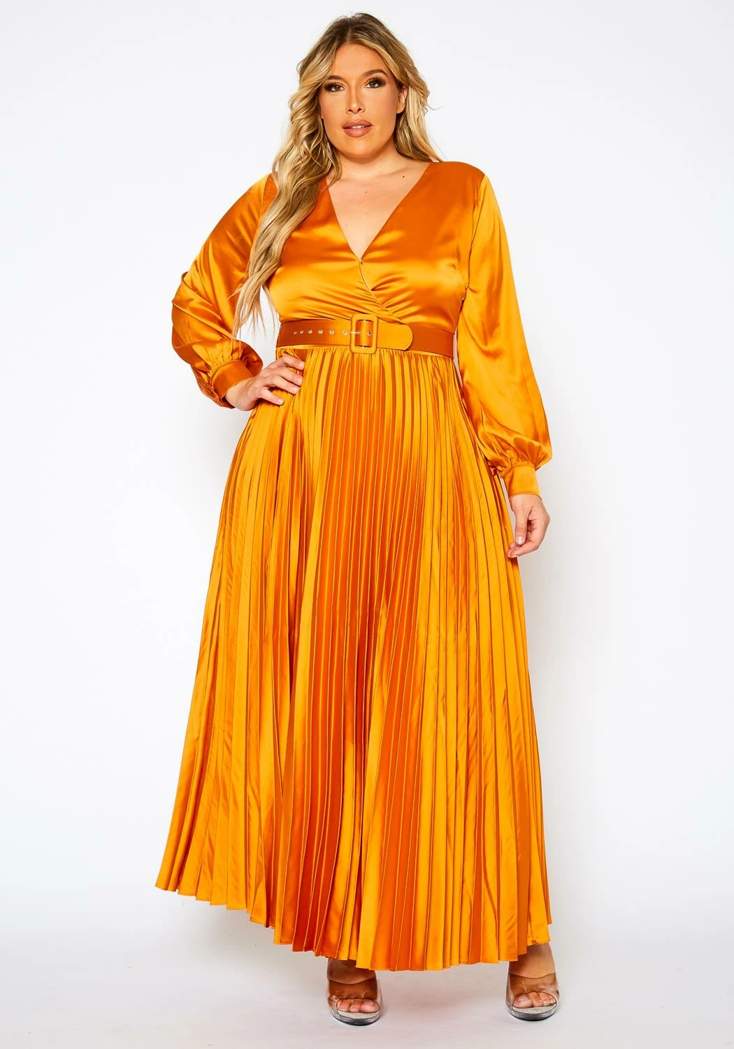 Plus Size Pleated Maxi Flare Dress 3 Plus Size Pleated Maxi Flare Dress - Image 3