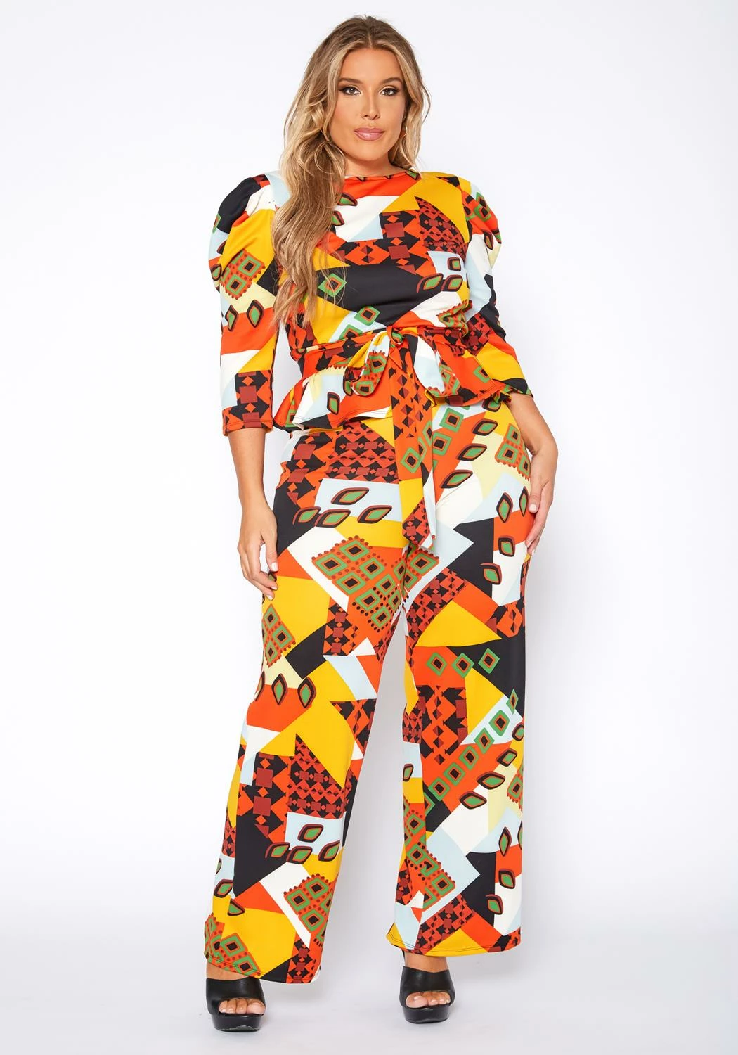 Plus Size Geometric Abstract Print Two Piece Set 2 Plus Size Geometric Abstract Print Two Piece Set - Image 2