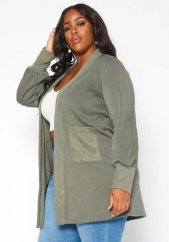 Plus Size Casual Open Front Long Cardigan -Asoph Sales Shop 2019121 125 2