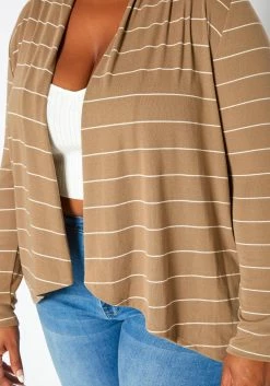 Plus Size Casual Striped Open Front Cardigan -Asoph Sales Shop 2019122 125 0