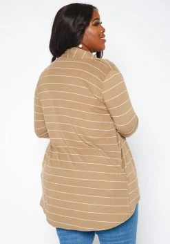 Plus Size Casual Striped Open Front Cardigan -Asoph Sales Shop 2019122 125 4