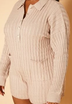 Plus Size Cable Knit Long Sleeve Romper -Asoph Sales Shop 2019154 190 4
