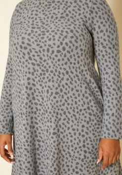 Plus Size Spotted Long Sleeve Flare Mini Dress -Asoph Sales Shop 2019169 107 4