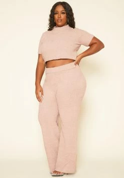 Plus Size Cozy Knit Crop Top & Pants Set -Asoph Sales Shop 2019171 190 3