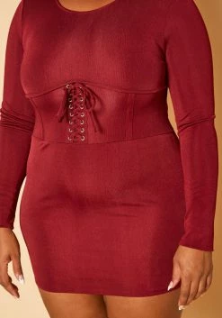 Plus Size Corset Effect Bodycon Mini Dress 9 Plus Size Corset Effect Bodycon Mini Dress -Asoph Sales Shop 2019180 283 4