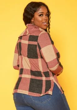 Plus Size Plaid Asymmetric Collar Sweater -Asoph Sales Shop 2019183 128 3
