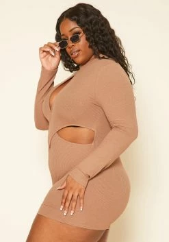 Plus Size Ribbed Knit Cut Out Romper 7 Plus Size Ribbed Knit Cut Out Romper -Asoph Sales Shop 2019193 190 2