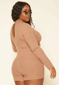 Plus Size Ribbed Knit Cut Out Romper 8 Plus Size Ribbed Knit Cut Out Romper -Asoph Sales Shop 2019193 190 3