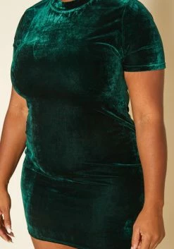 Plus Size Green Velvet Mini Dress -Asoph Sales Shop 2019196 103 4