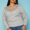 Plus Size Lace Detail Knit Sweater